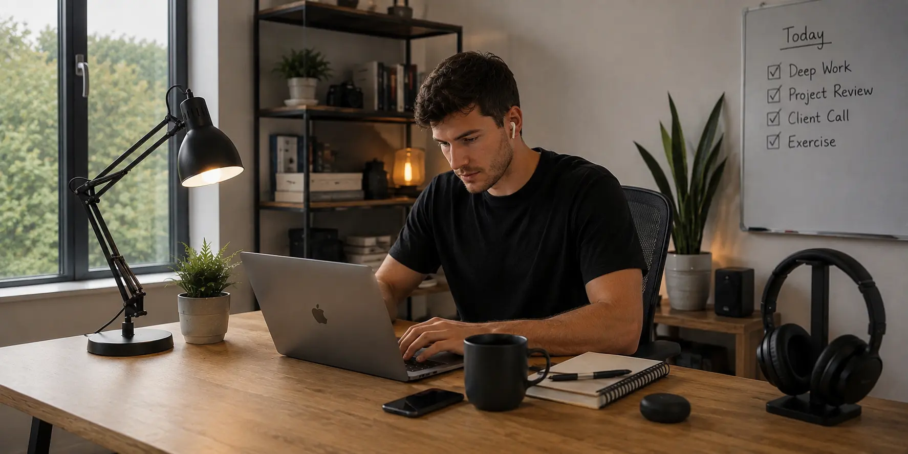 Professional remote worker smiling outdoors